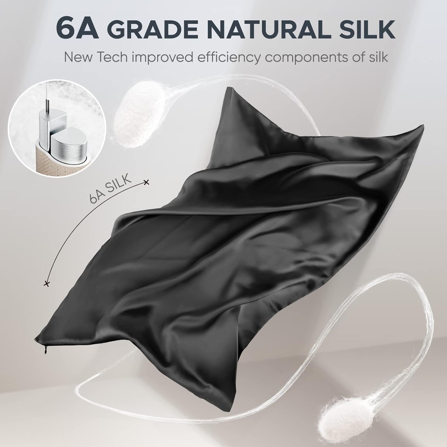 Funda de almohada de seda de morera 100 % pura para cabello y piel, resistente a los alérgenos, doble cara, 600 hilos de seda con cremallera oculta,