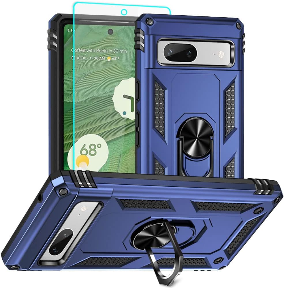 Funda para Pixel 7a, Google Pixel 7A con protector de pantalla HD, grado militar de 16 pies a prueba de caídas, anillo protector a prueba de golpes