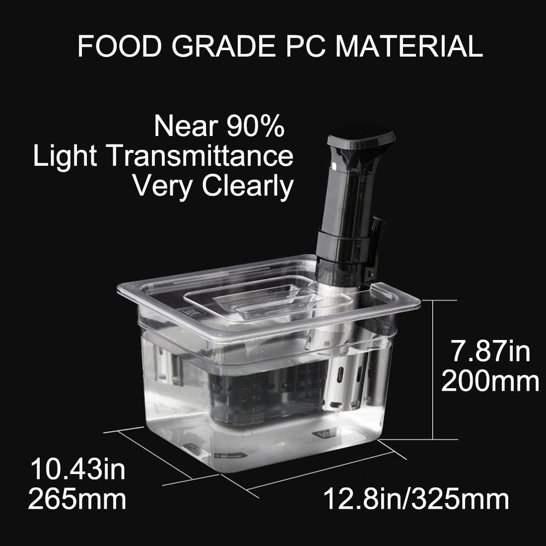 Sous Vide – Recipiente con tapa de 11 litros12 cuartos para prácticamente todos los circuladores de inmersión, cocinas, kit de accesorios de