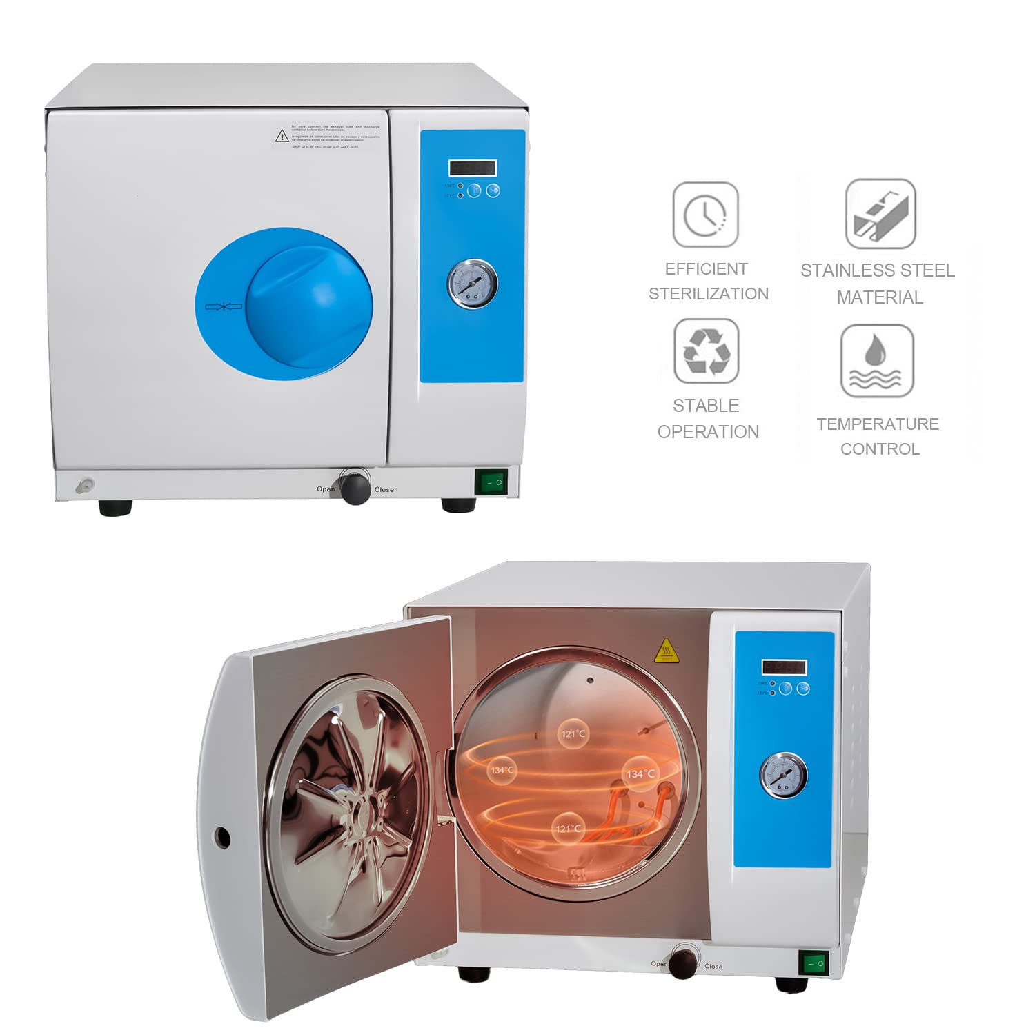 Clase N 18L Esterilizador de vapor semiautomático portátil Esterilizador de autoclave de mesa Esterilizador Digital Pantalla Autoclave Vapor