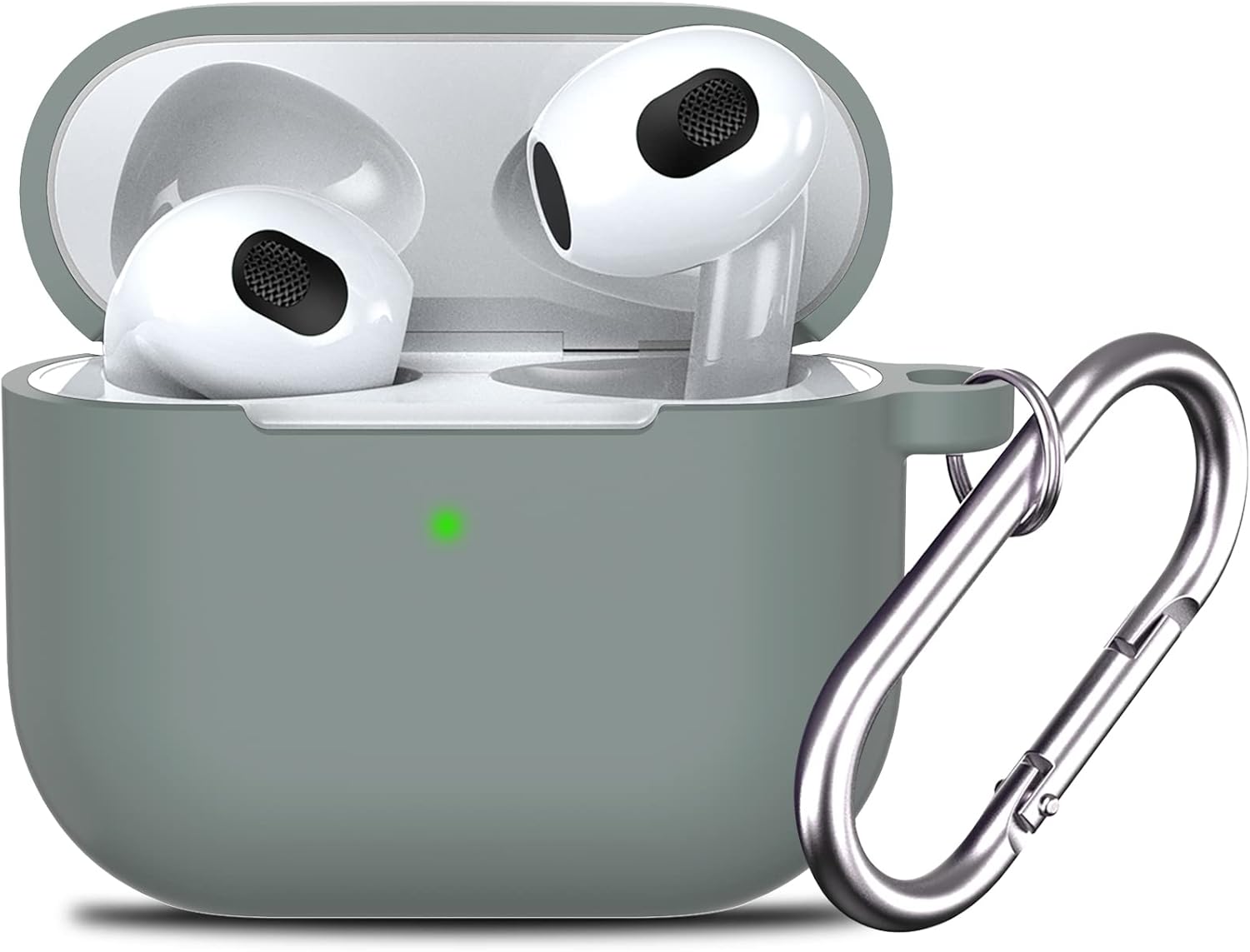 Funda protectora de silicona compatible con AirPods 3 para Airpods de tercera generación 2021 (LED frontal visible), color gris espacial