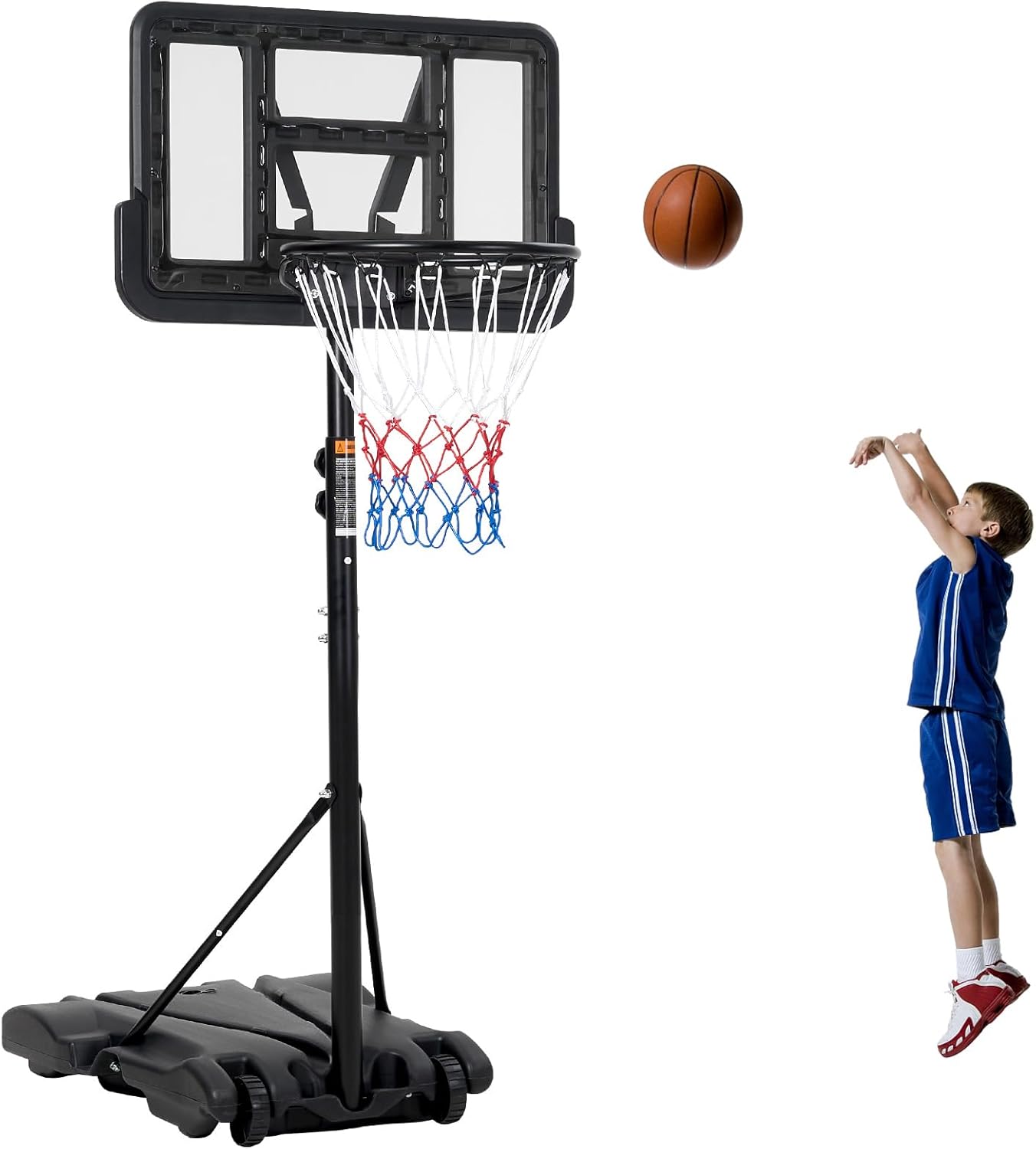 Aro de baloncesto de altura ajustable para niños, sistema de tablero portátil con 2 ruedas, aro de baloncesto para piscina de 5 a 7 pies, tablero