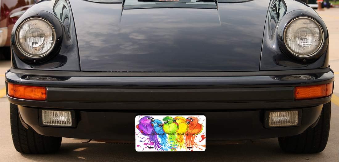 Placa de matrícula decorativa de naturaleza tropical con pájaros lindos, etiqueta de tocador, placa de metal para automóvil, placa de aluminio