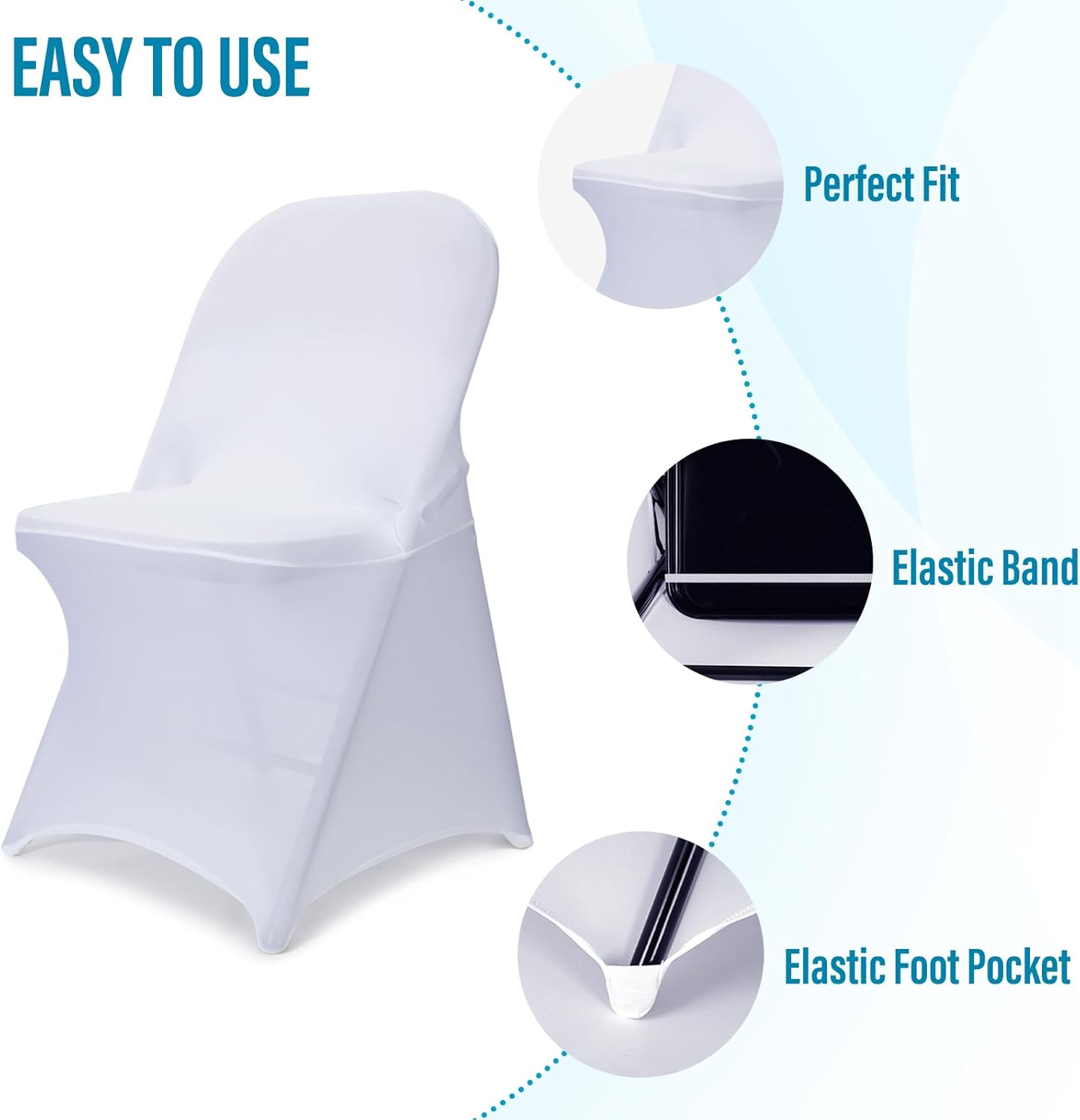 30 fundas para sillas plegables de elastano, protector elástico mejorado para sillas para bodas, vacaciones, banquetes, fiestas, celebraciones