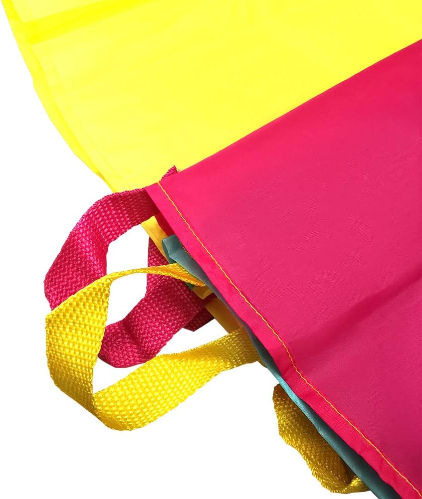 Juego de paracaídas de 6 pies, 10 pies, 20 pies con asas, paracaídas multicolor para niños, niños juegan paracaídas para interiores y exteriores,