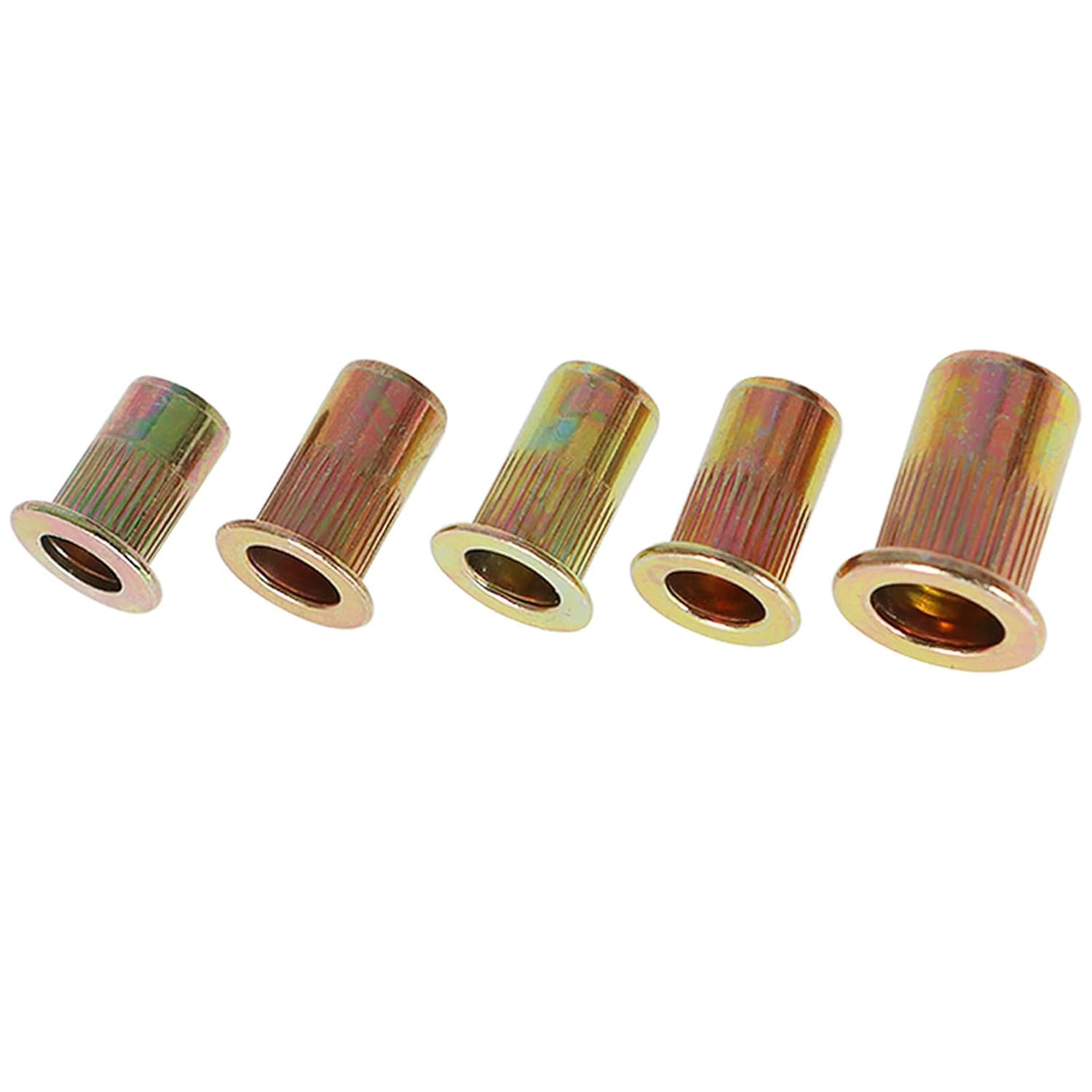 150 piezas SAE 14-20 10-32 10-24 8-32 6-32 Kit de tuercas remachadoras Kit surtido de tuercas de remache de cabeza plana roscada tuerca de inserción