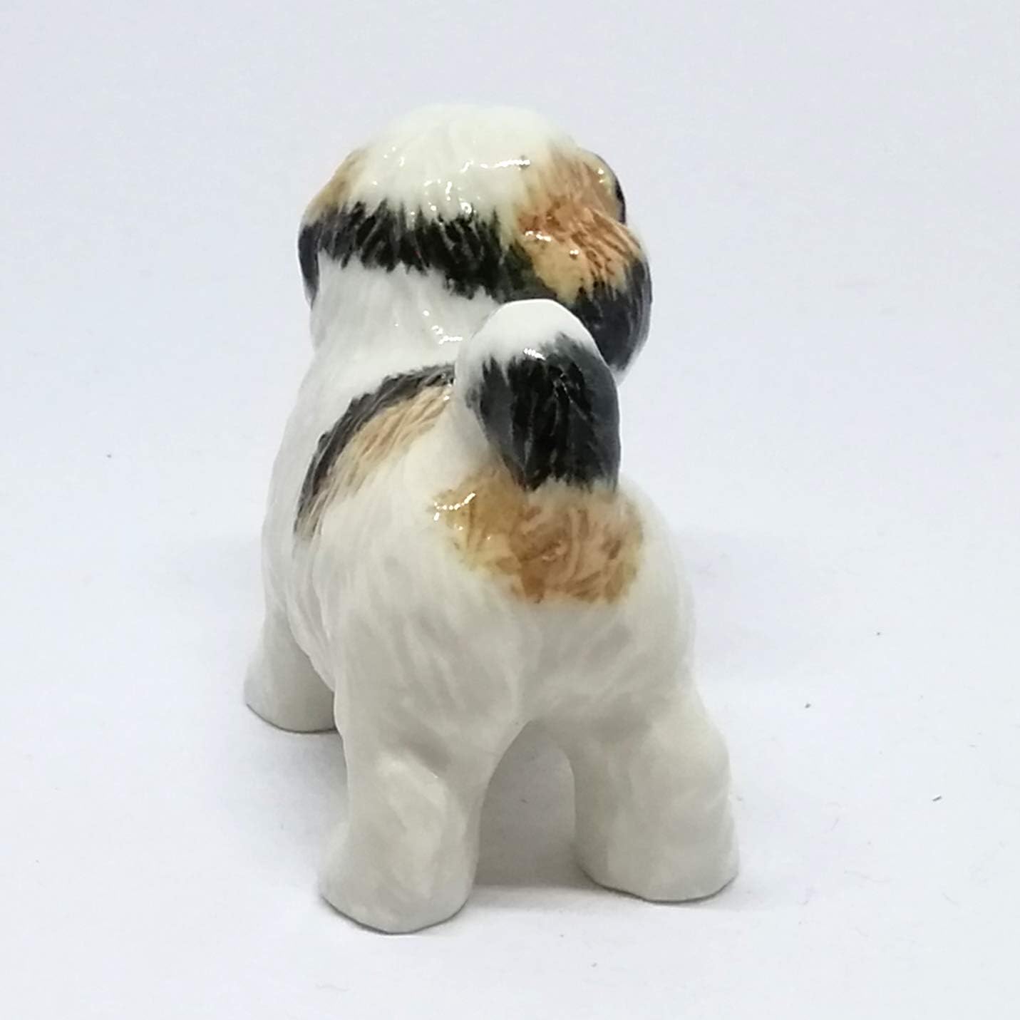 ZOOCRAFT Pequeña figura de cerámica para perro Shih Tzu, pintada a mano, decoración coleccionable de regalo de porcelana