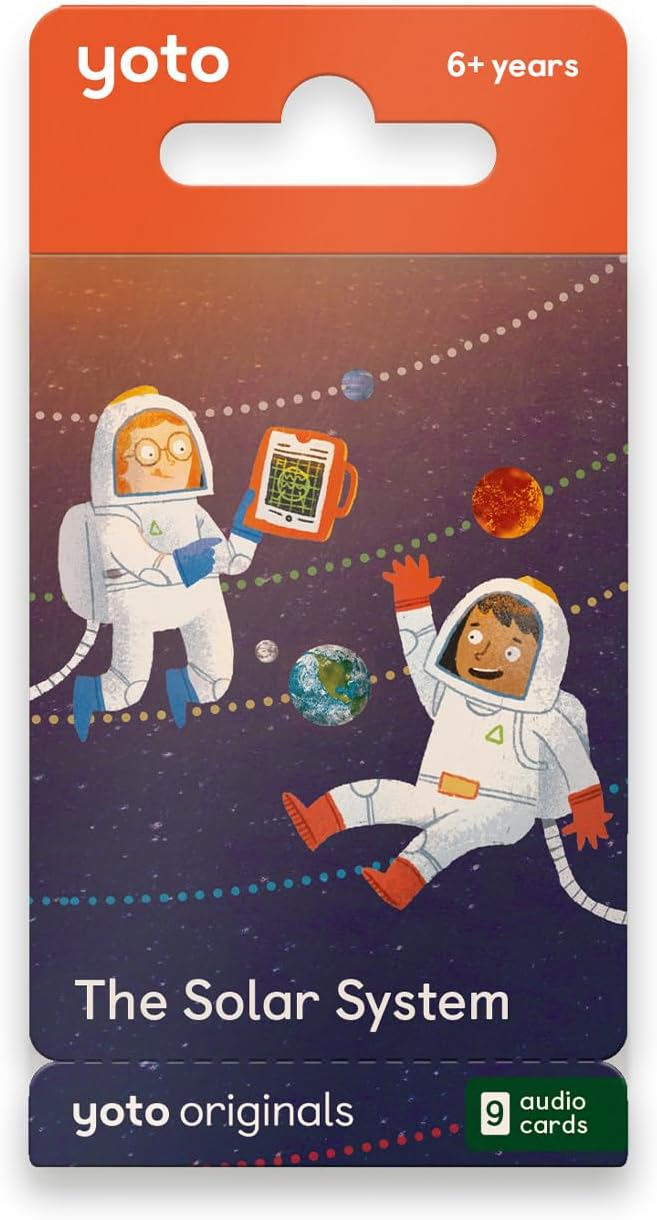 Yoto The Solar System – 9 tarjetas de audiolibro para niños para usar con Yoto Player y mini reproductor de audio todo en 1, escucha educativa sin