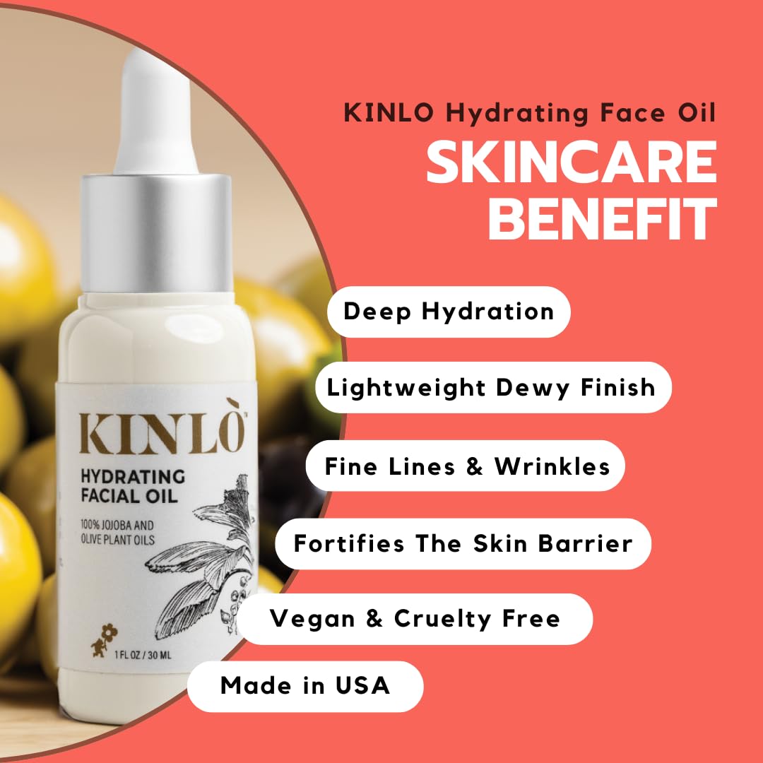 Kinlo Aceite facial hidratante, aceite de jojoba, aceite de oliva con vitamina E Aceite facial Hidratante Hidratante Profundo, Nutritivo. Aceite