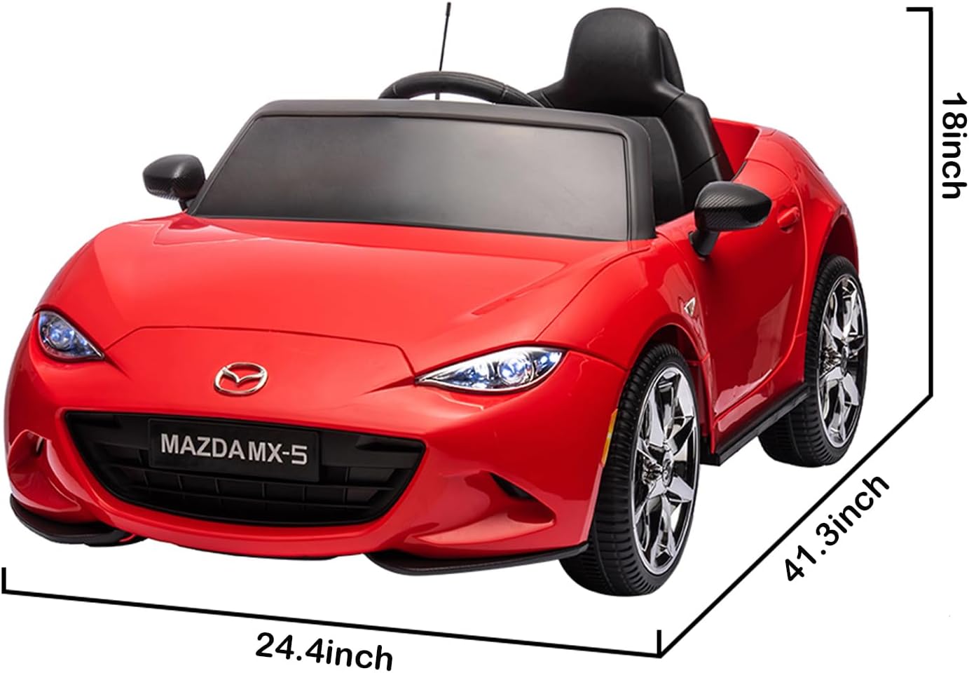 Vehículo eléctrico Mazda MX-5 de 12 V, con licencia para niños, con control remoto para padres, luces, música, juguetes de 4 ruedas (rojo)