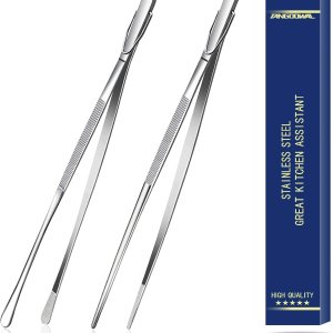 Tangoowal 2 pinzas largas y finas de 12 pulgadas para cocinar, pinzas de cocina y cocina de acero inoxidable Tangoowal 2 pinzas largas y finas de 12 pulgadas para cocinar, pinzas de cocina y cocina de acero inoxidable