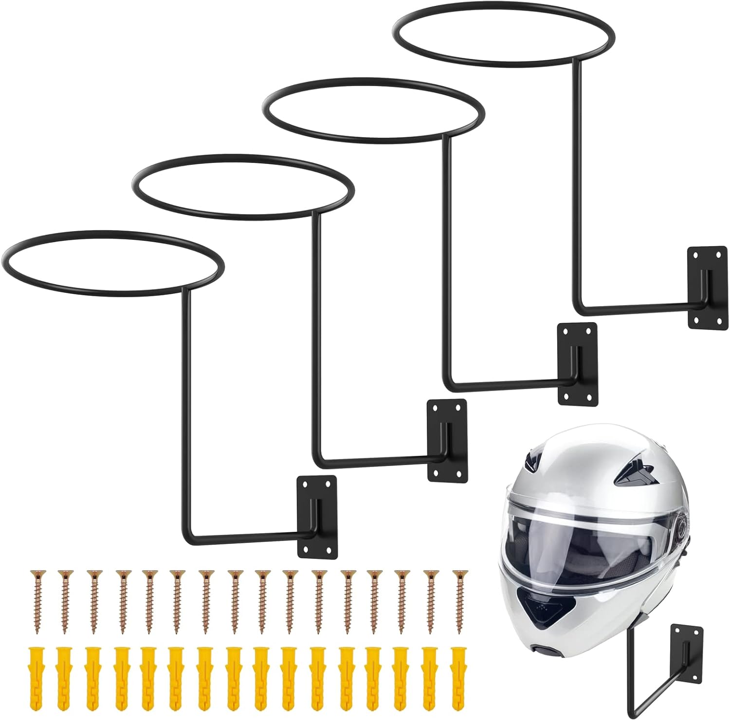 4 soportes para casco, gruesos y atrevidos, soporte de pared, soporte de metal para sombreros, organizador de pared, accesorios de motocicleta para