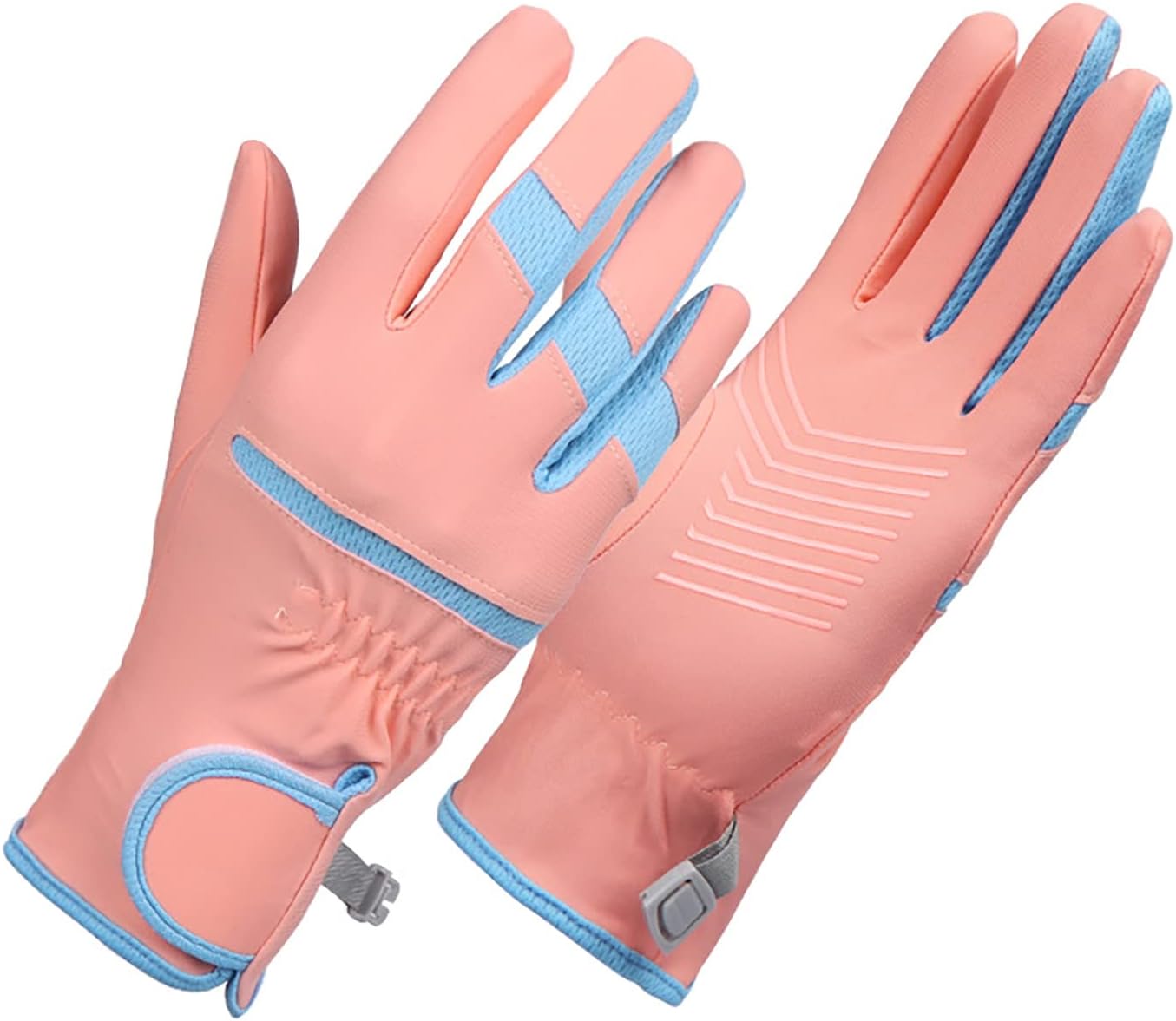 1 par de guantes de conducción de seda de hielo de verano con cinta de cierre ajustable, guantes de protección solar para mujer, con punta de dedos