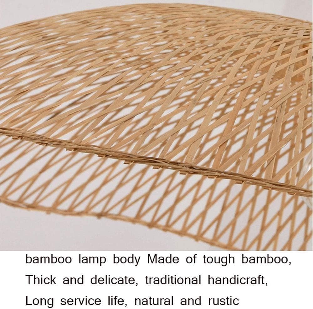 Lámpara colgante de ratán grande y moderna pantalla de techo de 23.6 in tejida a mano, lámpara rústica de bambú para comedor, cocina, granja,
