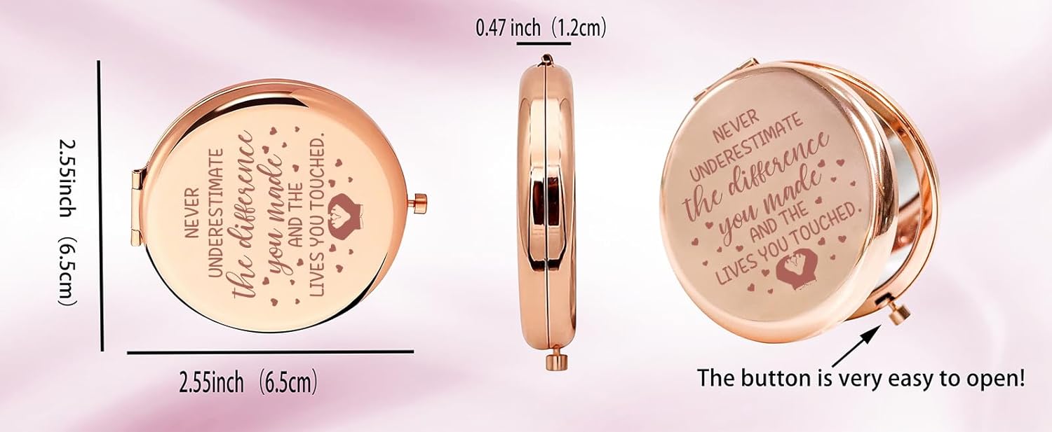 Regalos para matrona, espejo de maquillaje compacto para enfermera, para enfermera, nunca subestimes la diferencia que hiciste gracias regalo para