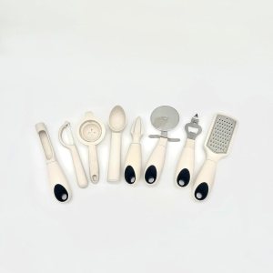 Juego de utensilios de cocina de acero inoxidable blanco de 8 piezas Eco Freindly hecho con paja de trigo Juego de utensilios de cocina de acero inoxidable blanco de 8 piezas Eco Freindly hecho con paja de trigo