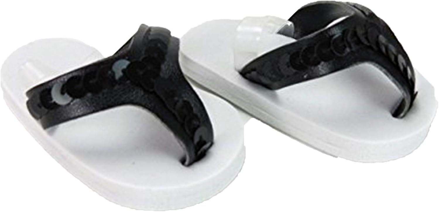 American Fashion World Chanclas de lentejuelas negras para muñecas de 18 pulgadas  Calidad premium y diseño moderno  Zapatos de muñeca  Moda de