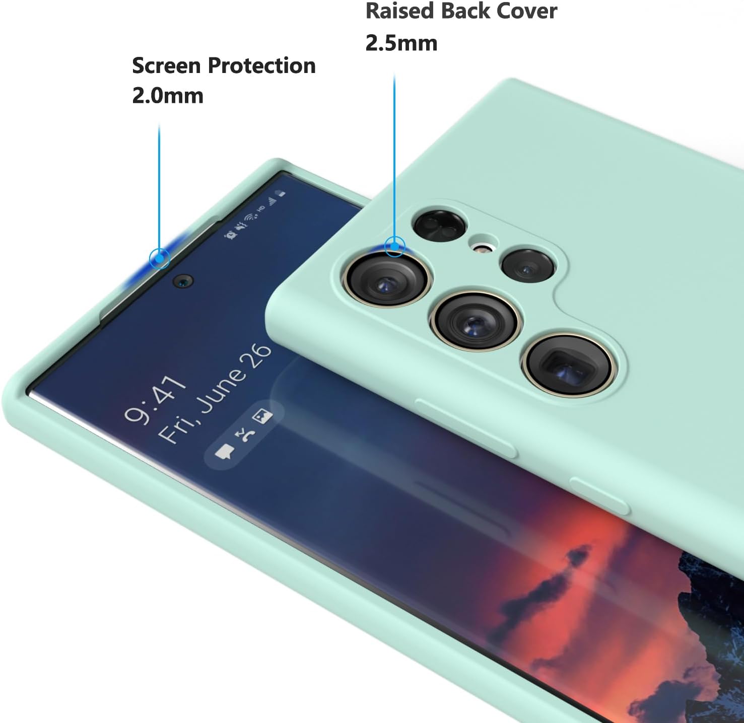 E Segoi Samsung Galaxy S23 Ultra – Funda de silicona líquida de goma a prueba de golpes, funda de tela de microfibra suave compatible con Galaxy S23