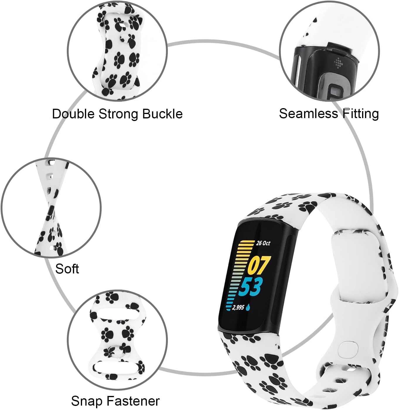 honecumi Correa de repuesto para Fitbit Charge 6 para mujeresFitbit Charge 5, correa de reloj deportivo de silicona suave para Charge 6Charge 5 para