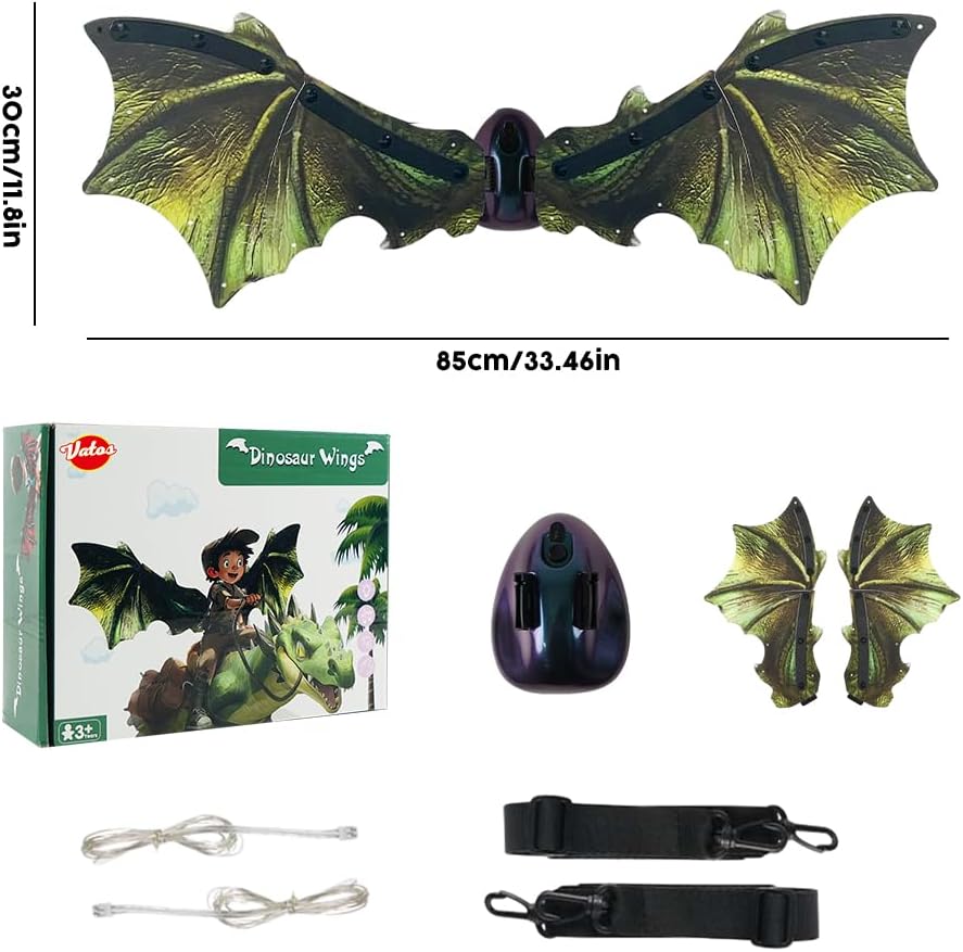 VATOS Electric Dragon Wings with LED Lights – Moving Dragon Wings with Music for Boys Man to Cosplay Dress Up