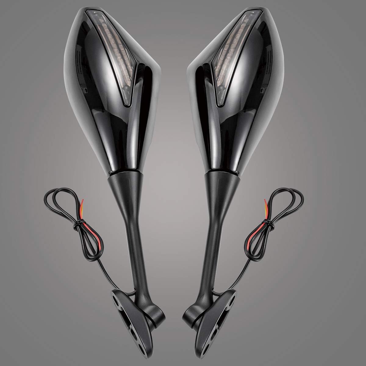 KATUR Espejos laterales universales para motocicleta, intermitentes LED integrados, indicador intermitente compatible con Sport Bike Honda CBR600RR