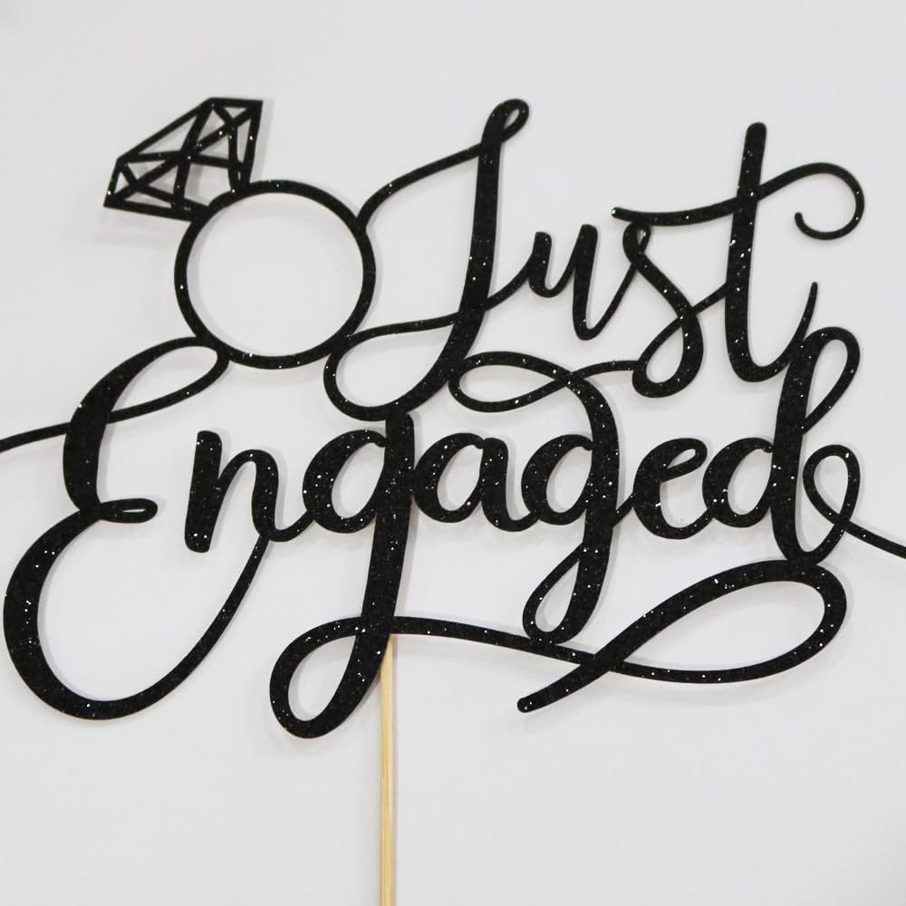Just Engaged – Decoración de pastel para decoración de fiesta de compromiso, letrero de anillo de compromiso, decoración de pastel de compromiso
