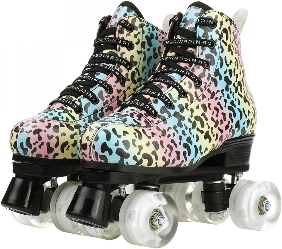 Patines unisex de doble fila, cuatro ruedas, patines altos, patrón de rayos, para principiantes, mujeres, hombres, niños y niñas