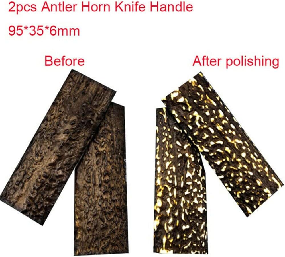 2 piezas de cornamenta de ciervo mango de cuchillo escalas DIY losas de material POM resina espada fabricación nuevo