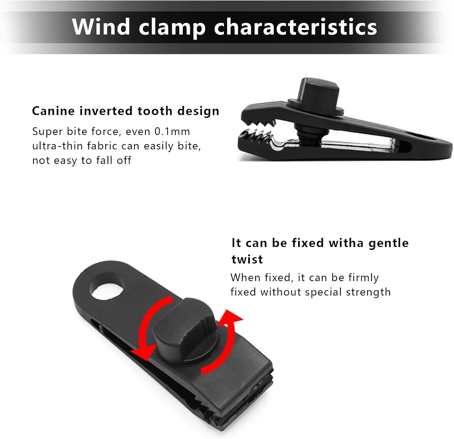 20 cables elásticos con clip resistente al viento para automóvil, cubierta resistente al viento, clip de fijación para tienda de campaña, hebilla de