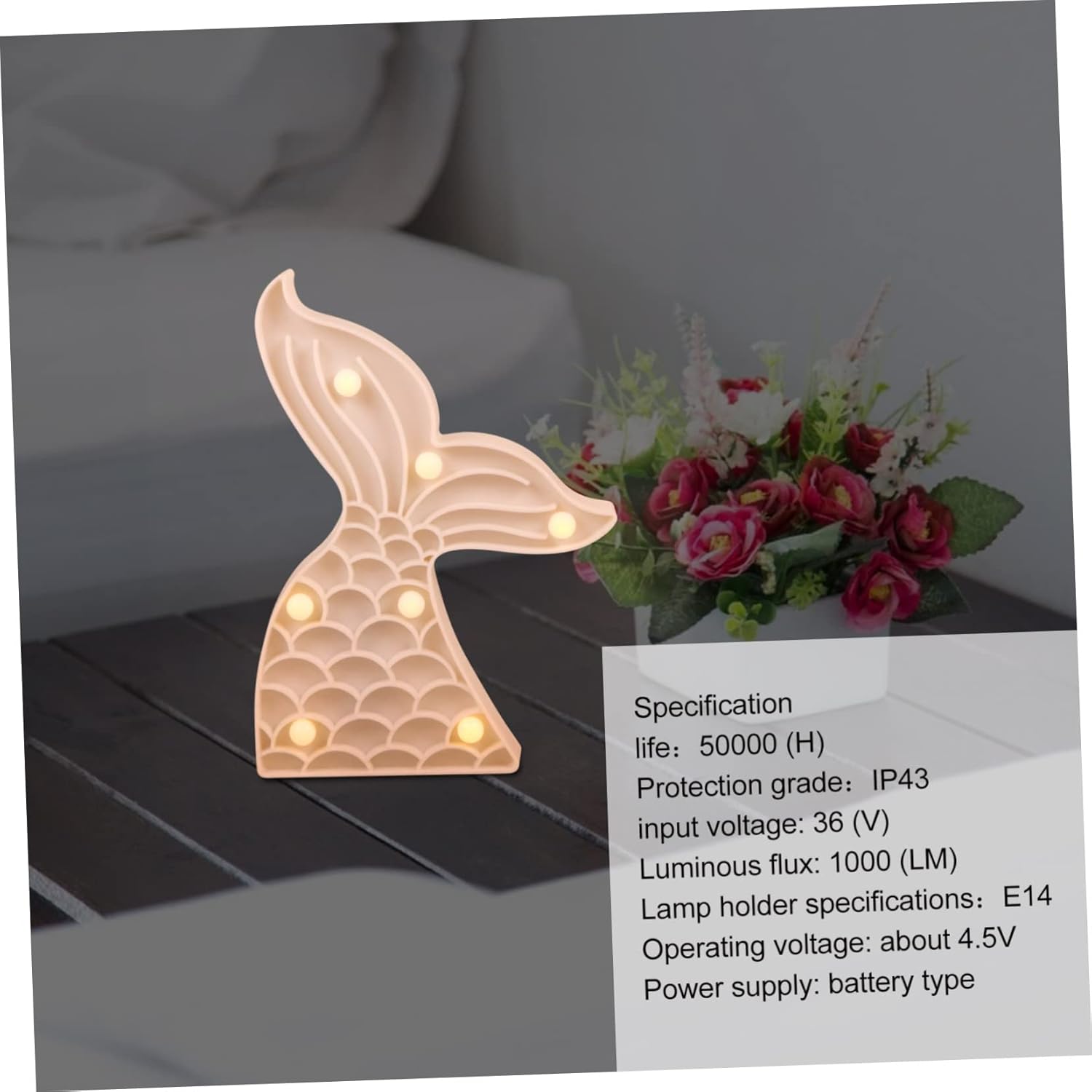 DOITOOL Lámpara de modelado de cola de pez, 3 piezas, luz nocturna, decoración de sirena, decoración del hogar, decoración para dormitorio, cola de