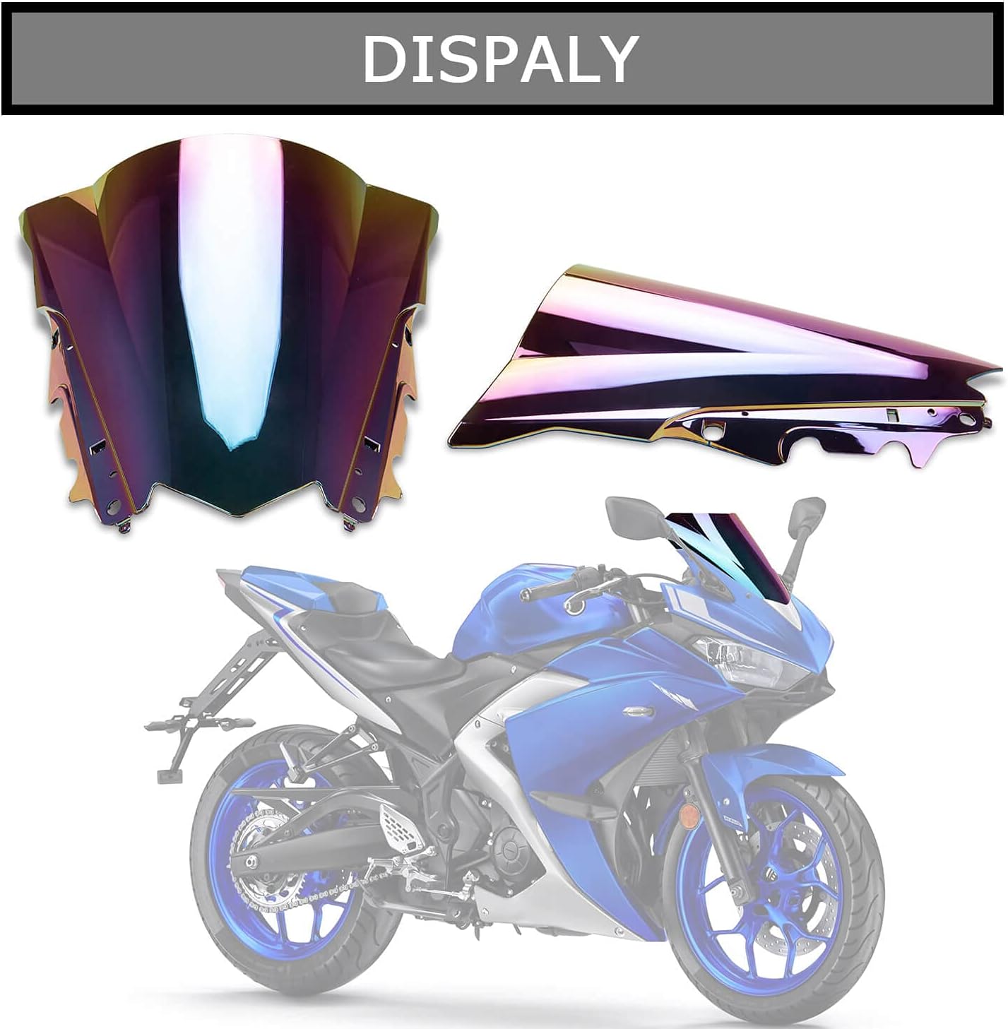 PSLER Parabrisas doble burbuja para YZF R3 R25 2014-2018 2014 2015 2016 2017 2018 (iridio)