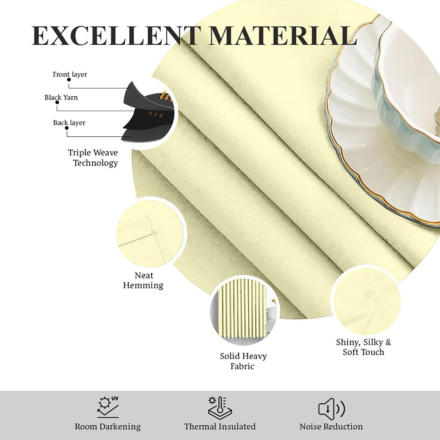 Magic Drapes Cortina opaca plisada triple con aislamiento térmico para oscurecer la habitación, a prueba de derrames, lavable a máquina, paneles de