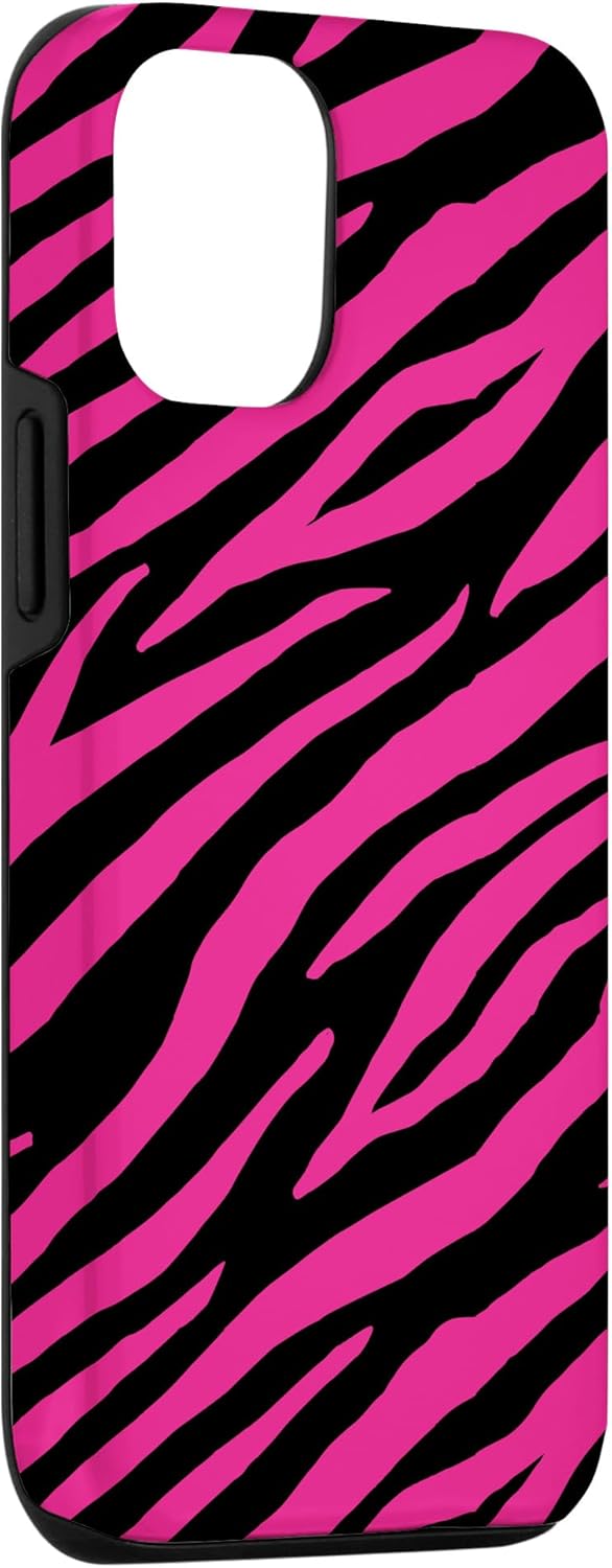 Funda para iPhone 13 Pro, diseño de rayas de cebra rosa y negro para mujeres y niñas