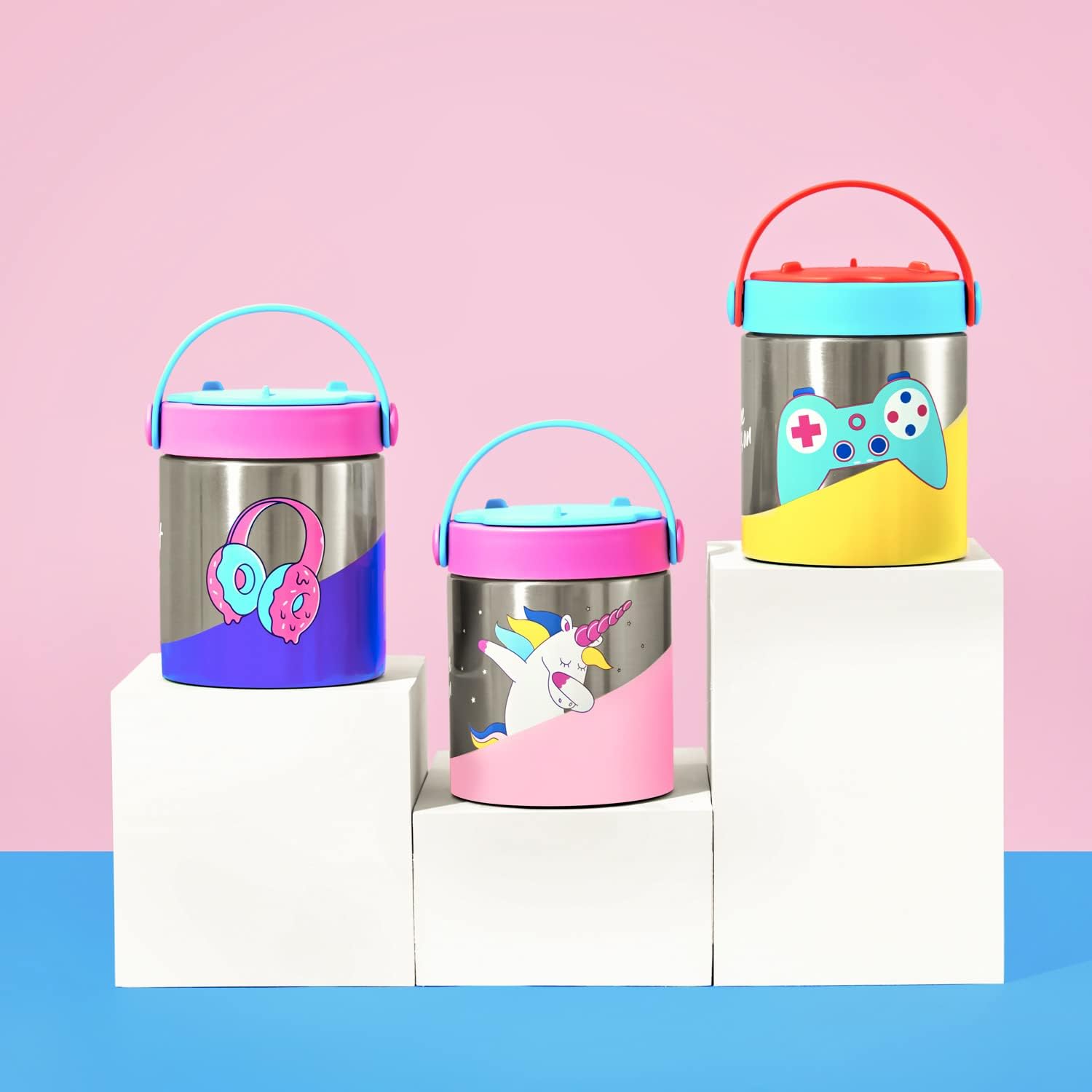MEALMATE – Tarro de alimentos con aislamiento al vacío Sparky I  Tarro de alimentos de acero inoxidable para niños (14.1 fl oz)
