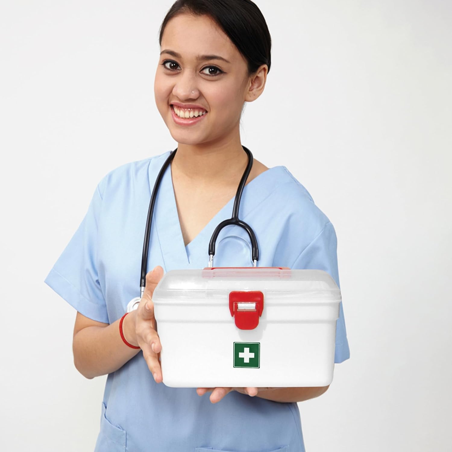 Milton Caja médica, caja de almacenamiento vacía de primeros auxilios  Organizador  Kit de emergencia familiar  Bandeja desmontable  Fácil acceso