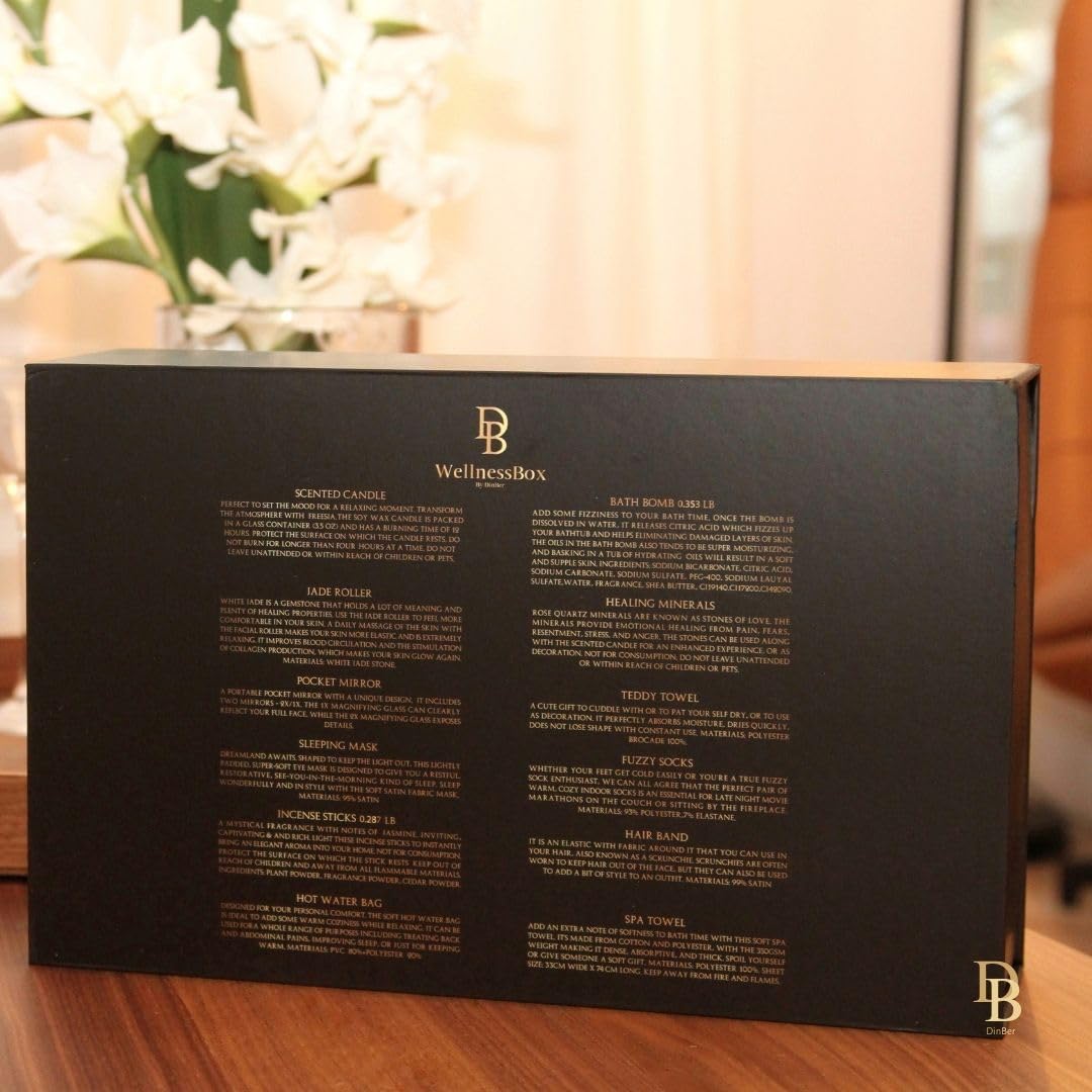 DINBER Wellness Box – 12 cestas de regalo de spa para mujeres, regalo amoroso para cumpleaños, mejor amiga, recupérate pronto. Vela perfumada de
