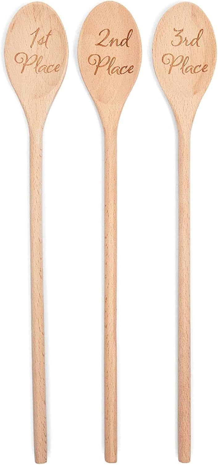 Farmlyn Creek Cucharas de madera para servir, 1er, 2, 3er lugar, regalo de inauguración de la casa (14 pulgadas, 3 unidades)