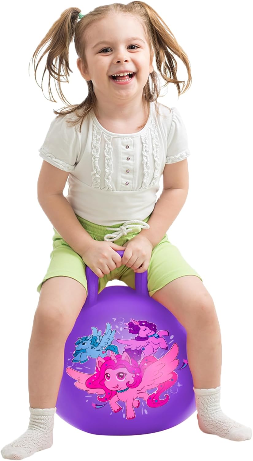 U&C Planet Hoppity Hop – Pelota de salto con asa para niños de 3 a 6 años, para sentarse y rebotar de 18 pulgadas con bomba