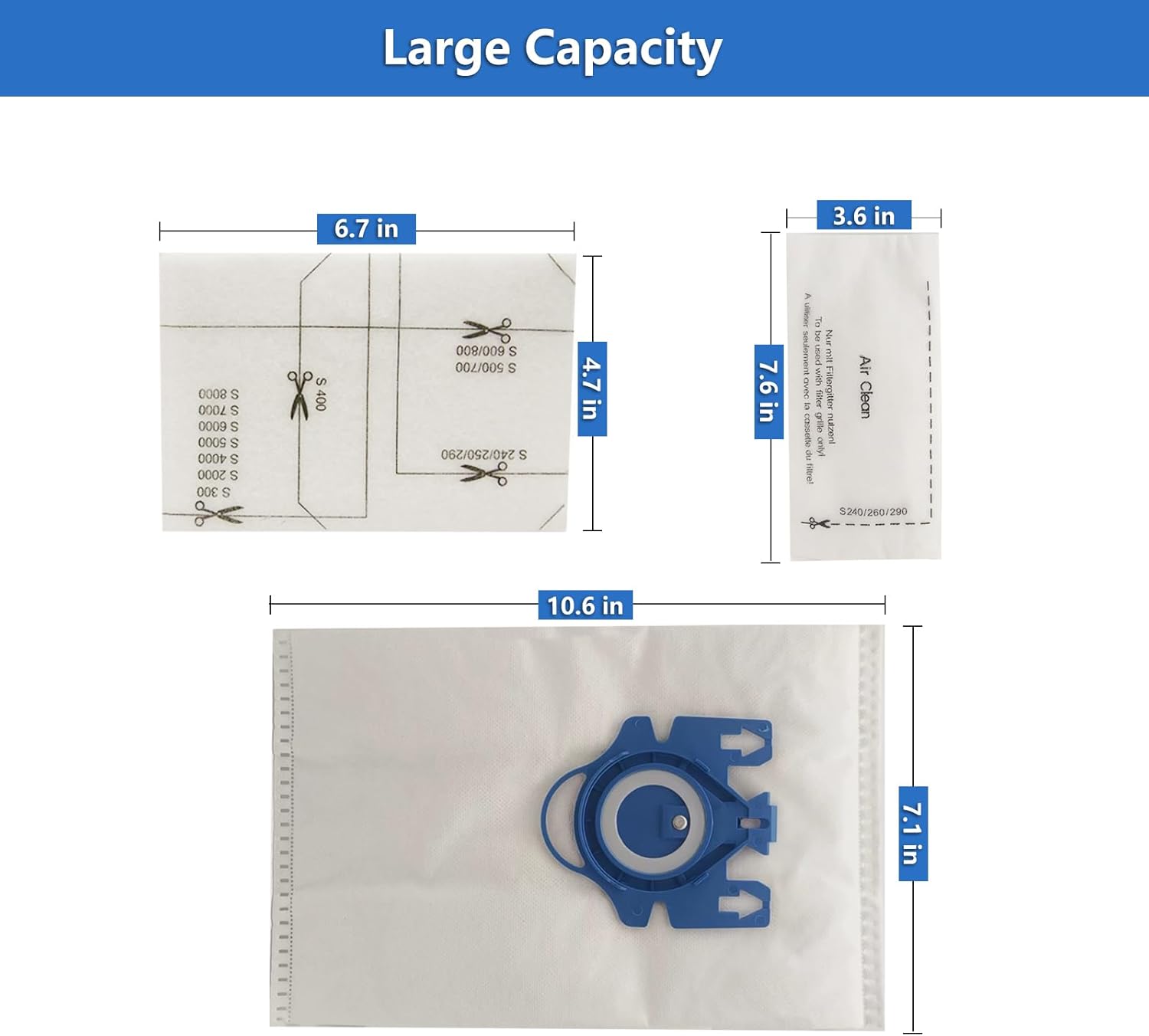 Paquete de 12 bolsas de vacío 3D Airclean GN, bolsas de polvo, para piezas de repuesto Miele, aptas para modelos Miele Complete C2, C3, Classic C1,