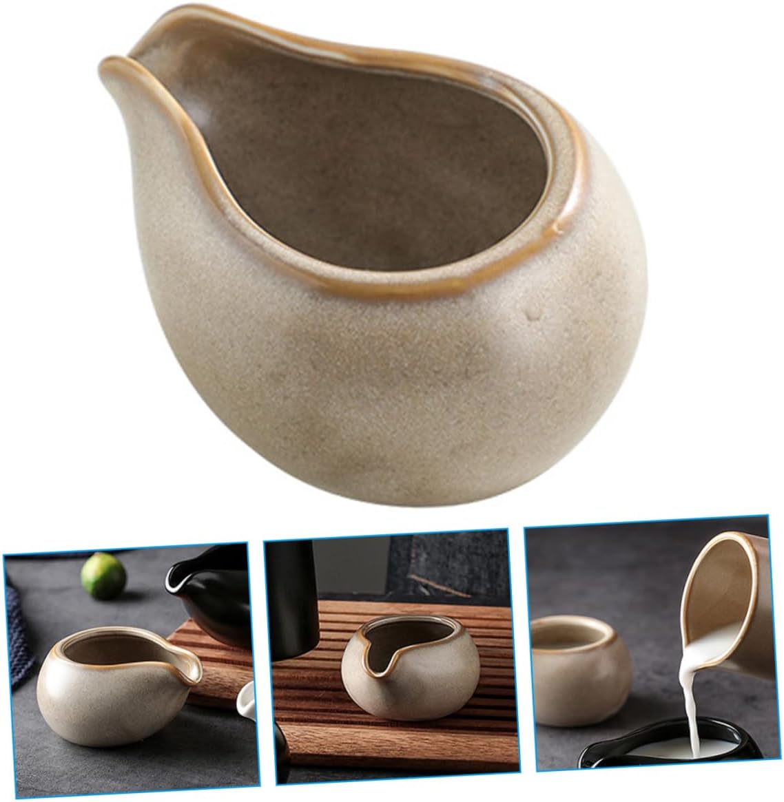 ABOOFAN Jarra de leche de cerámica, jarra para el hogar, tazas de café expreso, mini hervidor de agua, salsa, barco, crema, dispensador de leche,