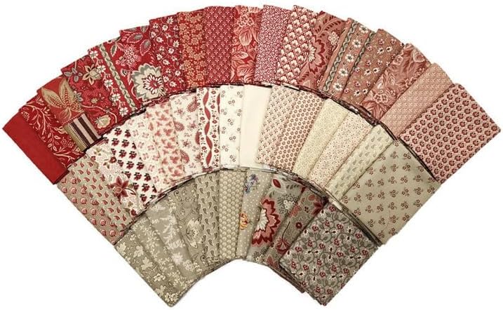 Fields 10 Fat Quarters  Surtido de moda francesa general Francia calicó flores florales rojo, rosa, azul, crema, clásico, calidad de reproducción,