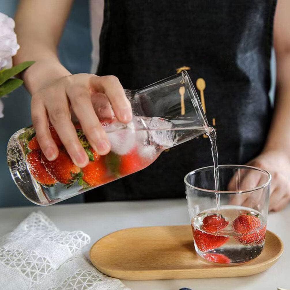 Juego de botellas de agua transparentes de cristal para mesita de noche, jarra de agua nocturna con juego de tazas, jarra de agua de jugo de vidrio