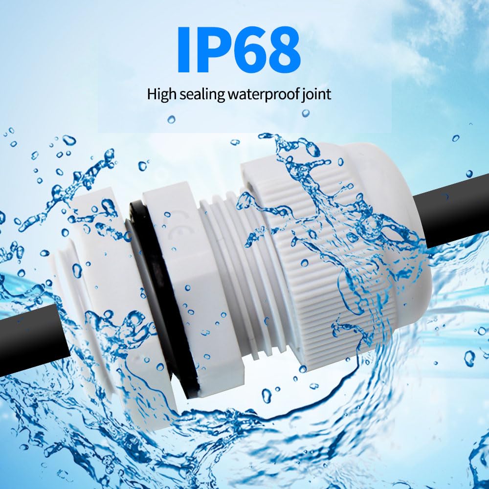 Kit de prensaestopas tipo NPT de 14″, 38″, 12″, 34″, kit de fijación de cables y conectores – IP68 para caja de conexiones impermeable y alivio de