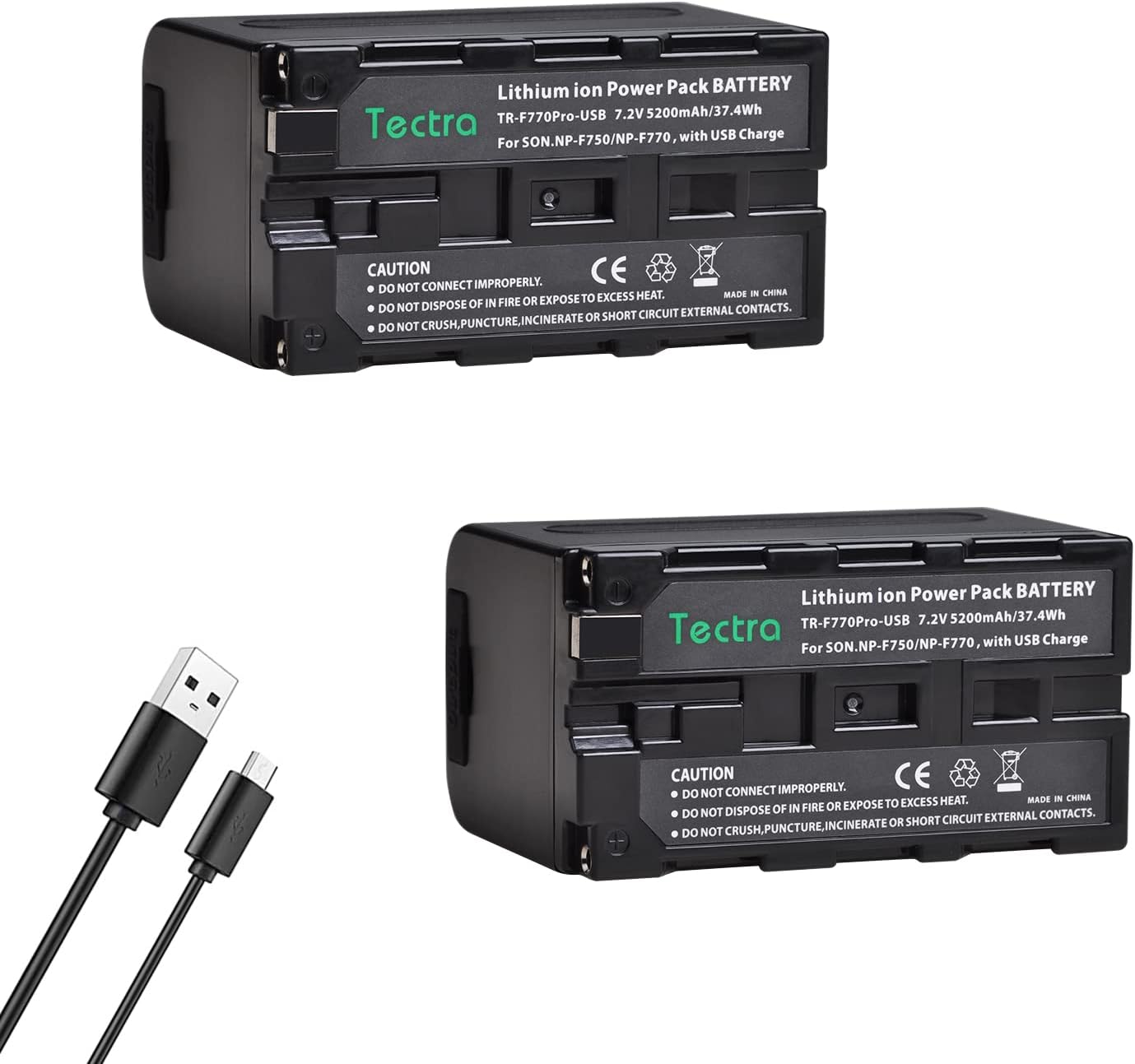 Paquete de 2 baterías NP-F750 para Sony NP-F970 NP-F975 NP-F980 NP-F960 NP-F770 NP-F550 y videocámaras Sony Handycam para YONGNUO Godox LED con
