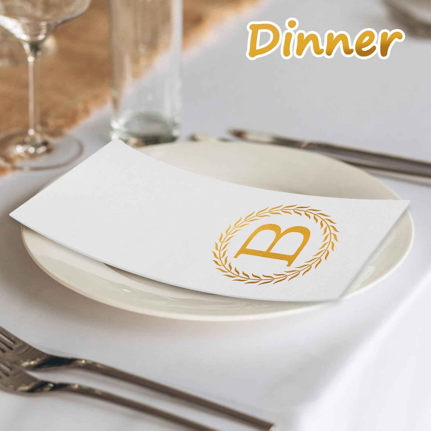 100 servilletas desechables con monograma de oro, toallas de mano decorativas con letra B, servilletas de cena para invitados, toallas de mano con