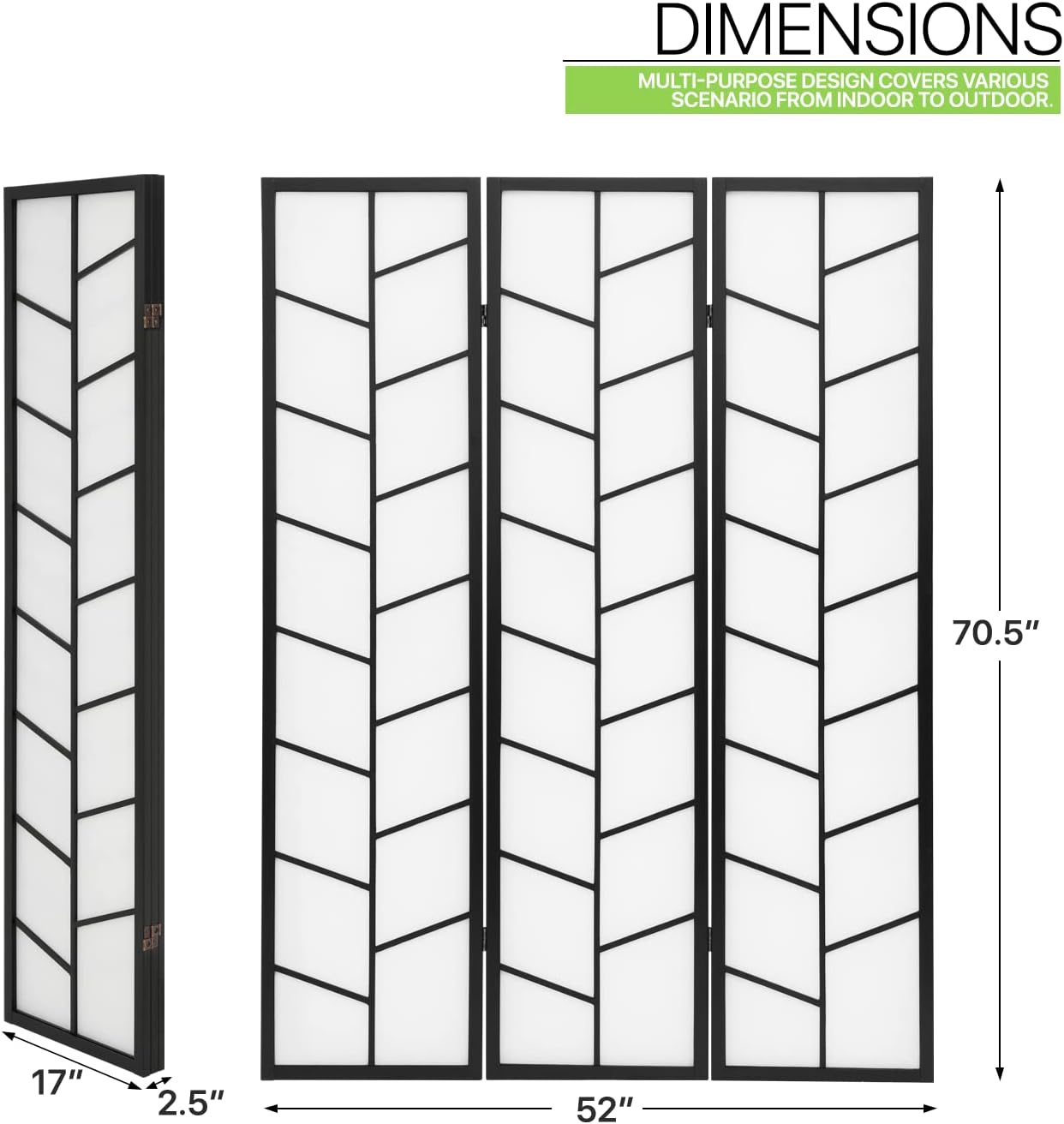 Magshion Divisor oriental Shoji de 3 paneles de 5.9 pies de alto con rejilla de diamantes, pantallas de privacidad plegables de madera moderna,