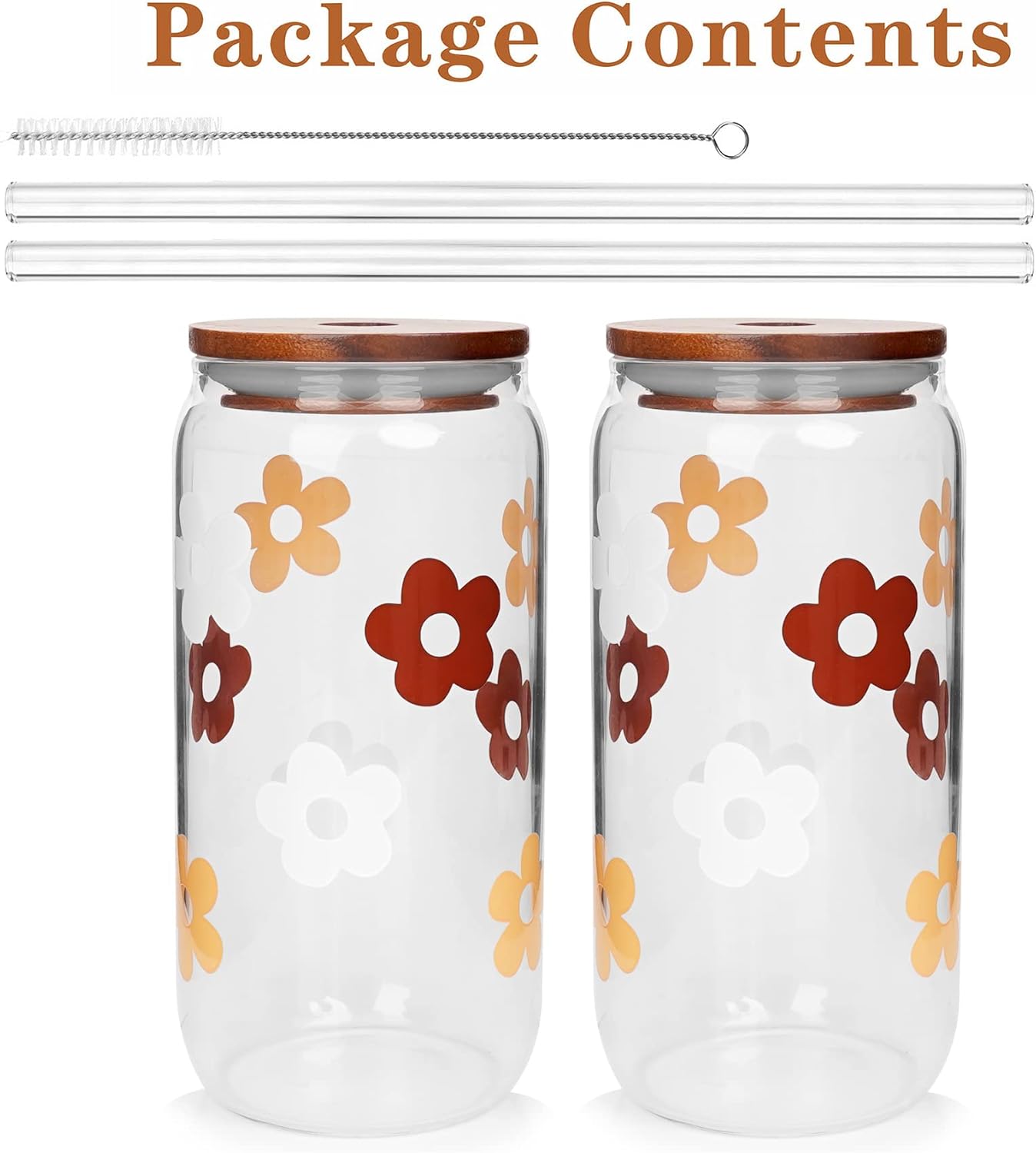 Vasos de vidrio con tapas y pajitas, vasos de vidrio en forma de lata, vasos de vidrio de 20 onzas, vasos para beber, vasos de café helado, vasos