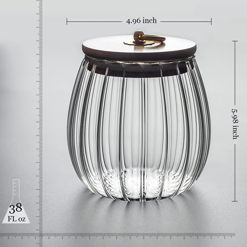 38 FL OZ Glass Jars with Bamboo Lids, Glass Containers with Airtight Lids for Storage, Large Candy Jars for Coffee Nuts Cookie, Decorative Glass