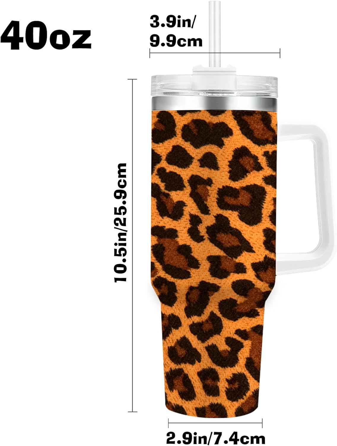 Xihedfd Vaso aislado de 40 onzas con asa, tapa de pajilla, acero inoxidable, doble pared, al vacío, taza de viaje, reutilizable, a prueba de fugas,