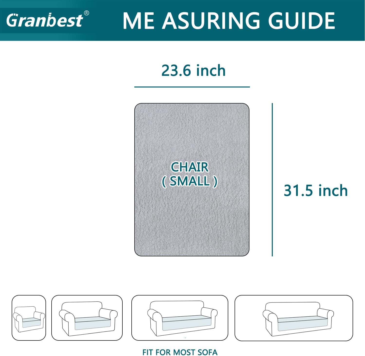 Granbest Funda de cojín gruesa y ultrasuave para silla, protector de sofá antideslizante, funda de cojín lavable para mascotas (silla, gris)